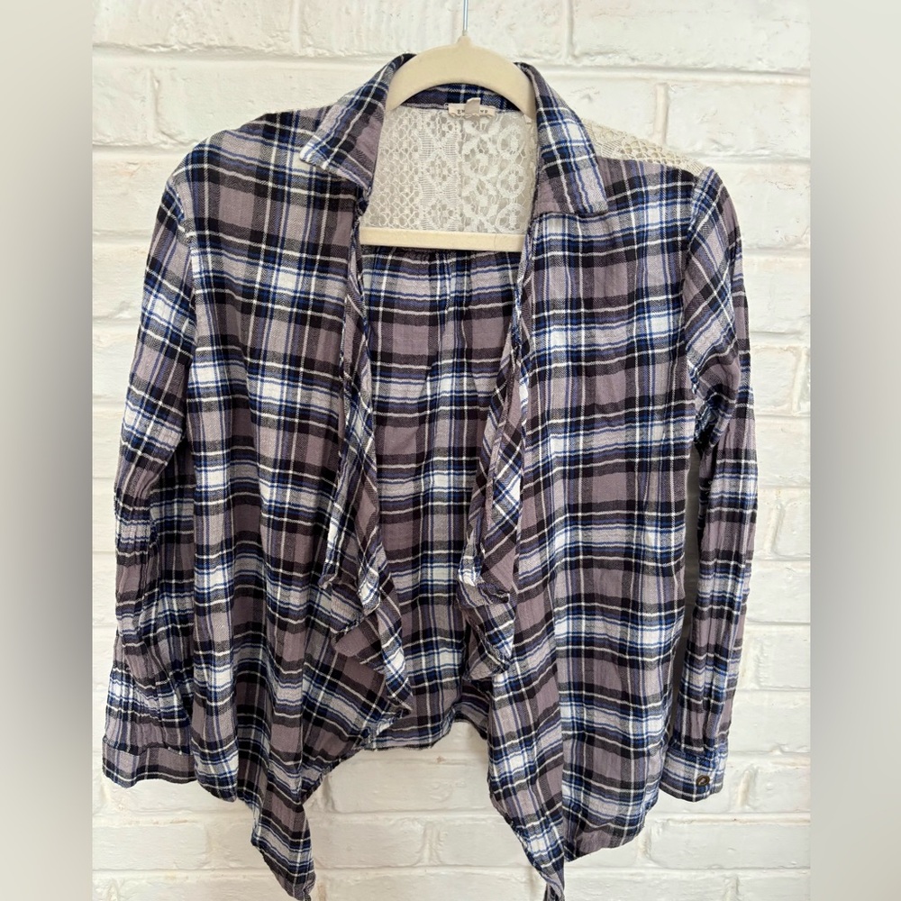 Plaid Open Front Cardigan